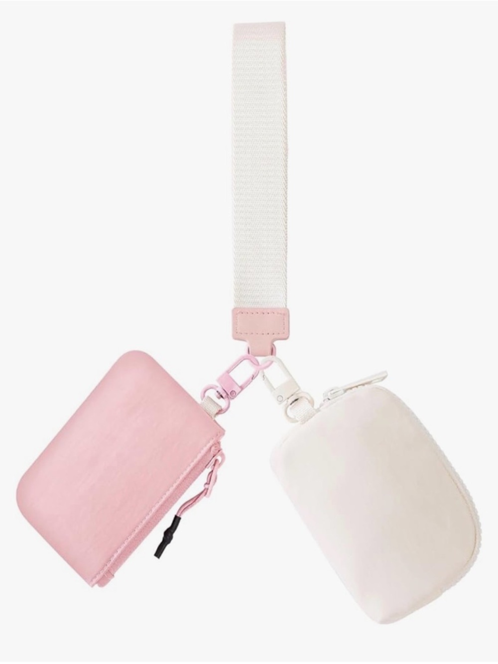 🇺🇸 Sale Double Pouch Wristlets. Pink & Cream Pouch Set